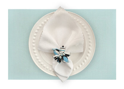 Velvet Feel Rectangle Woven Placemat in Seamoss Blue, Set of 4