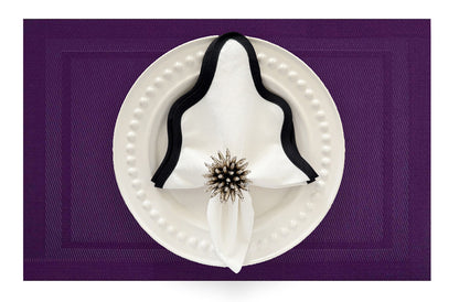 Velvet Feel Rectangle Woven Placemat in Violet Purple, Set of 4