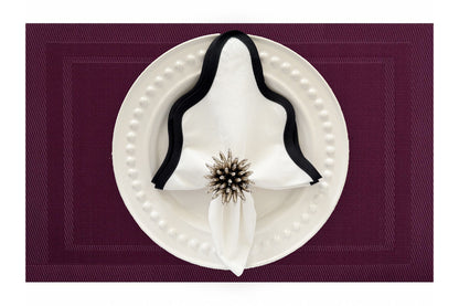 Velvet Feel Rectangle Woven Placemat in Cherry Red, Set of 4