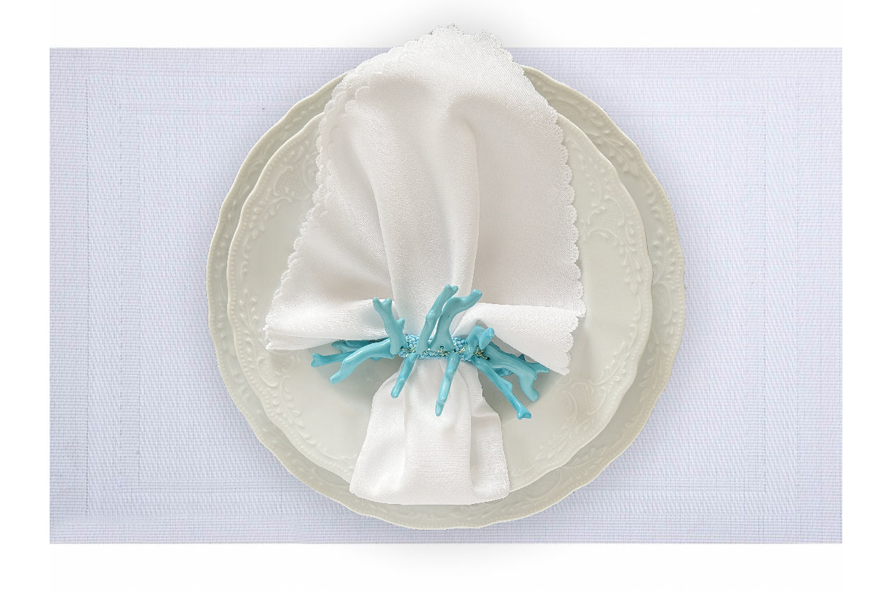 Velvet Feel Rectangle Woven Placemat in Salt White, Set of 4