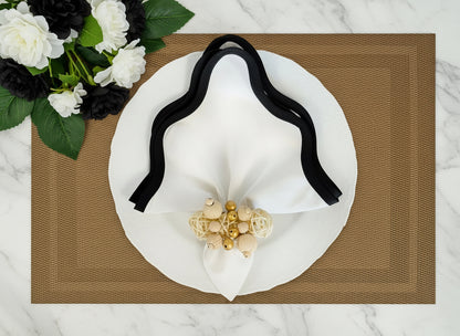 Dark Beige Framed Rectangle Placemat, Set of 4