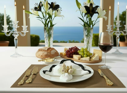 Dark Beige Framed Rectangle Placemat, Set of 4