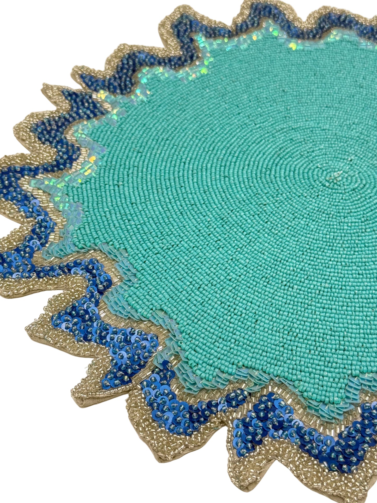 The Blue Lagoon Beaded placemat, Set of 2