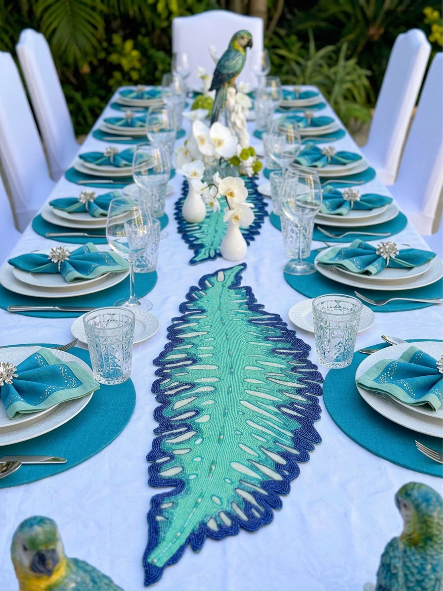 Tropical Paradise Beaded Runner , Set of 1