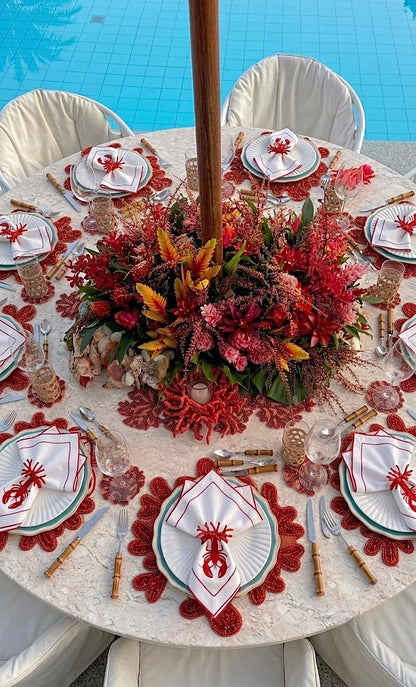 Coral Beaded Placemat, 1 piece