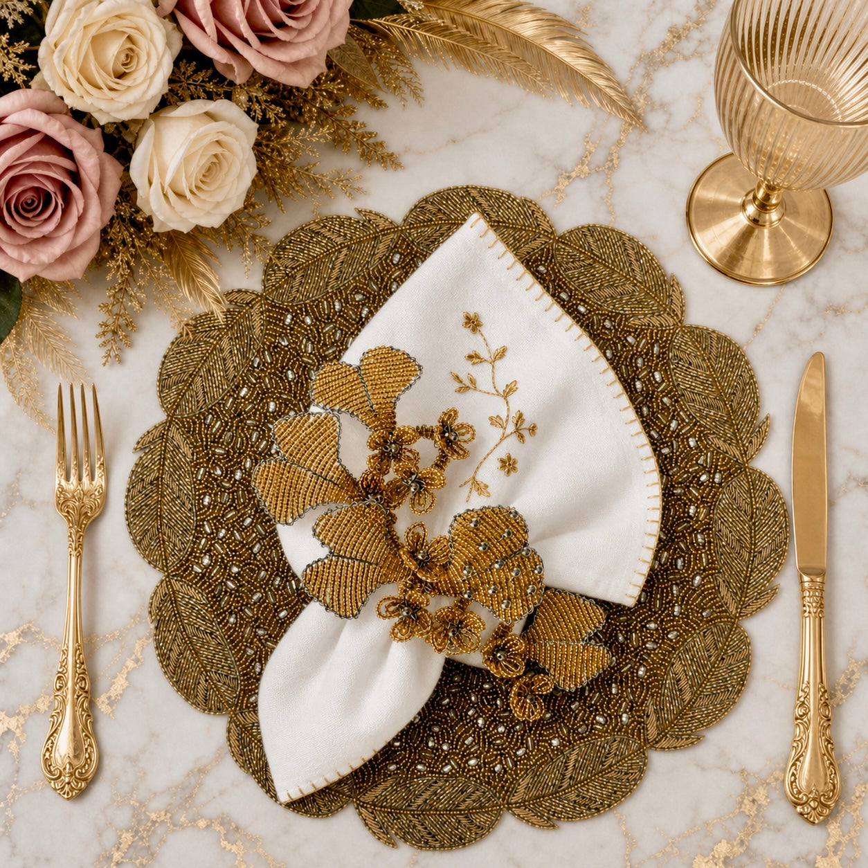 Aurelia beaded placemat - Set of 2