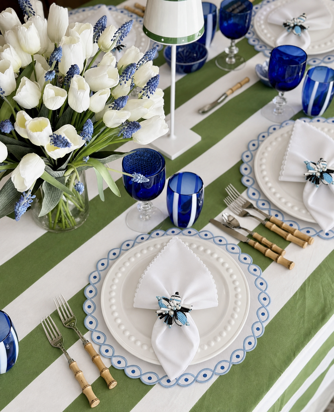 Embroidered Evil Eye placemat, Set of 4