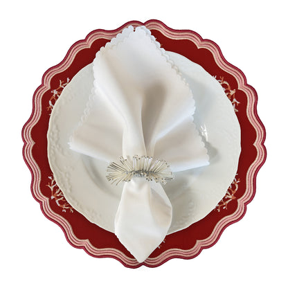 Embroidered Coral placemat, Set of 4