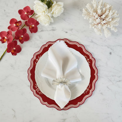 Embroidered Coral placemat, Set of 4
