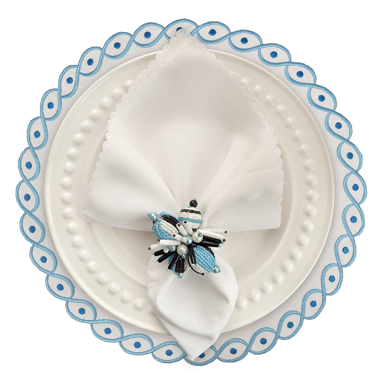 Embroidered Evil Eye placemat, Set of 4