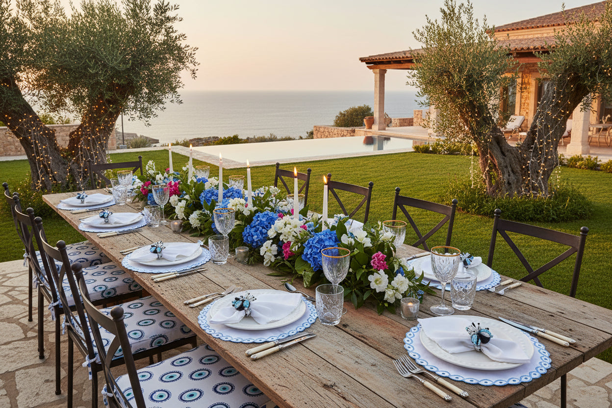 Embroidered Evil Eye placemat, Set of 4