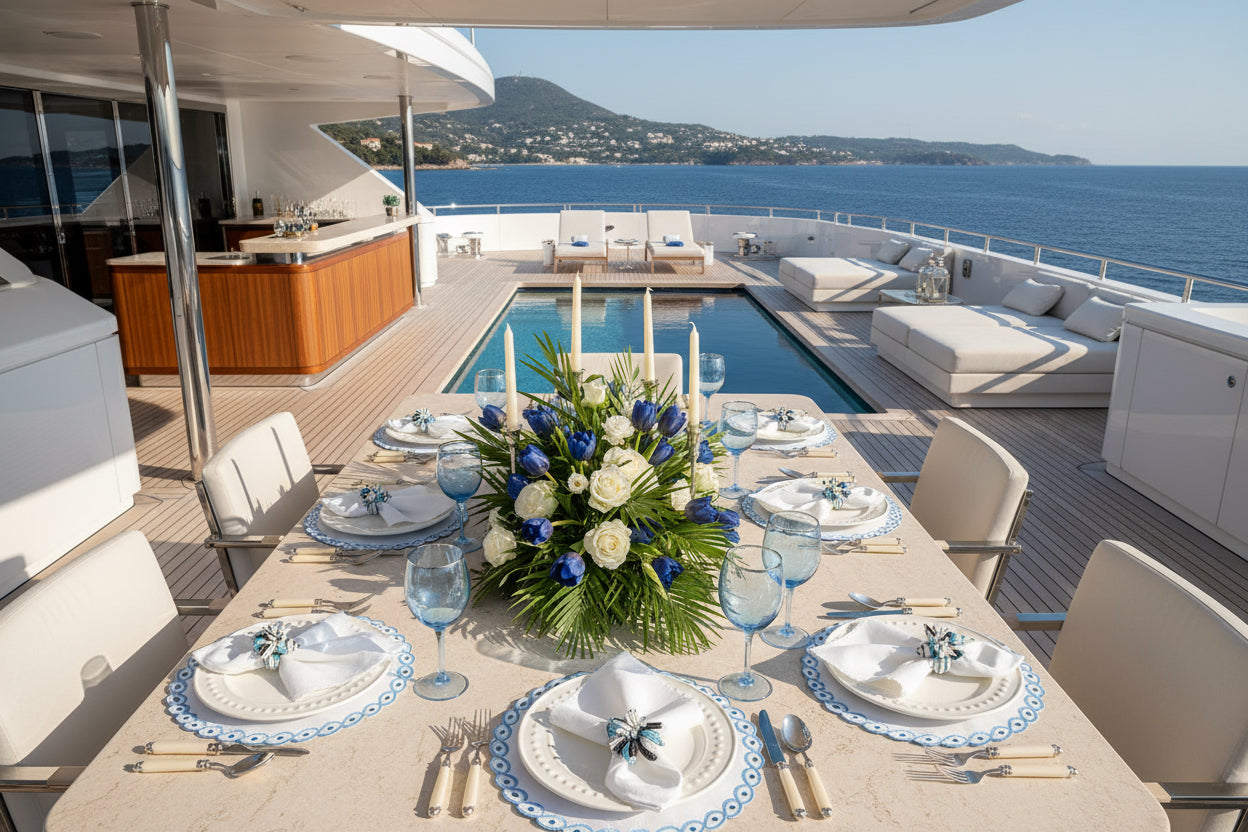 Embroidered Evil Eye placemat, Set of 4