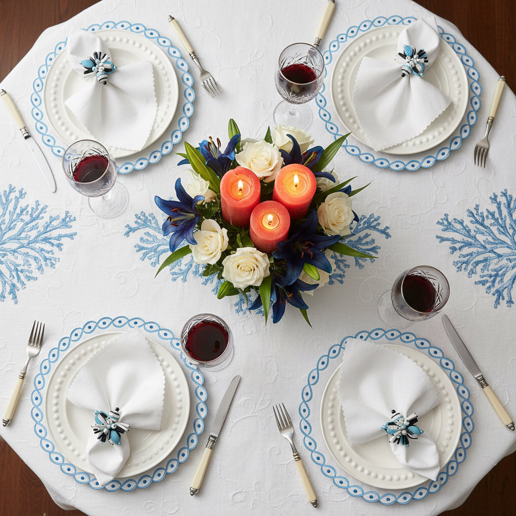 Embroidered Evil Eye placemat, Set of 4