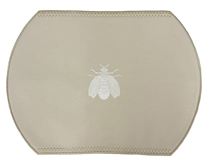 Embroidered Honey Bee placemat in Dark Ivory, Set of 4