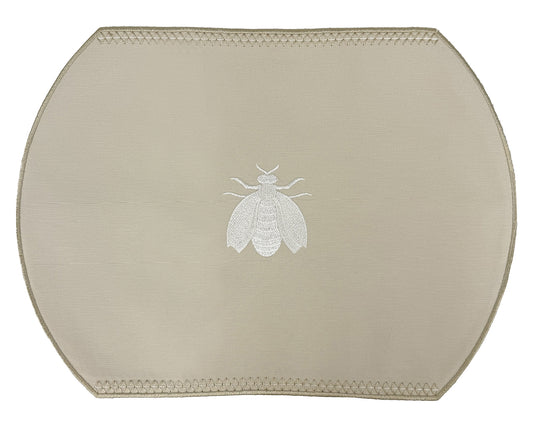 Embroidered Honey Bee placemat in Dark Ivory, Set of 4