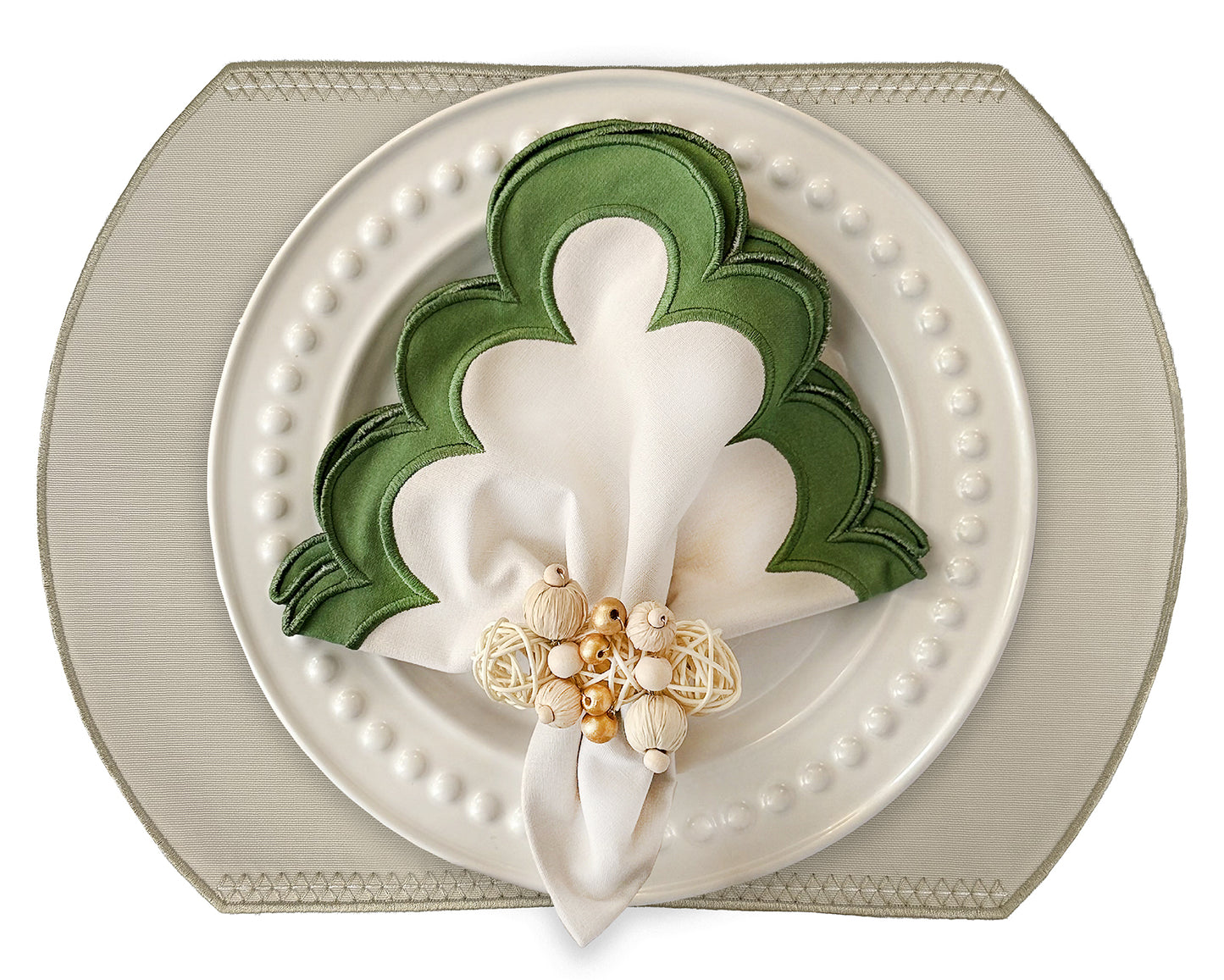 Embroidered Honey Bee placemat in Dark Ivory, Set of 4