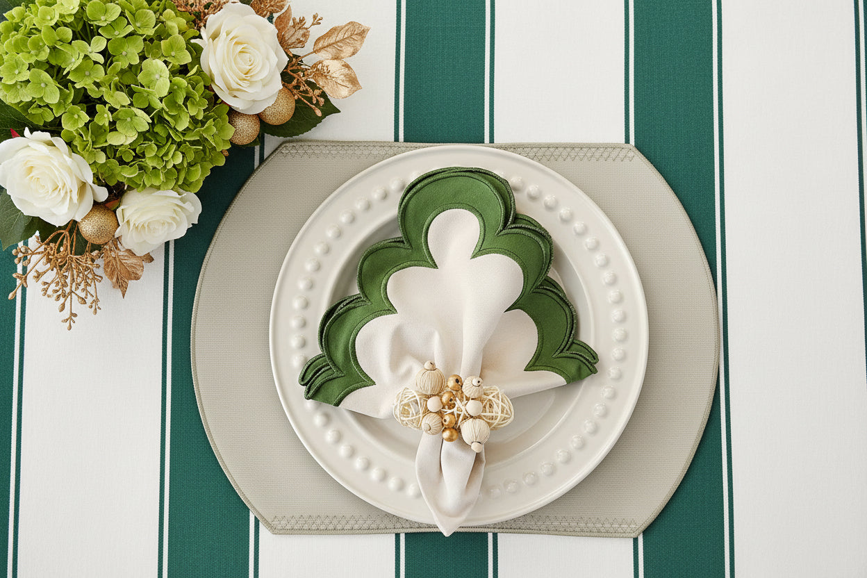 Embroidered Honey Bee placemat in Dark Ivory, Set of 4