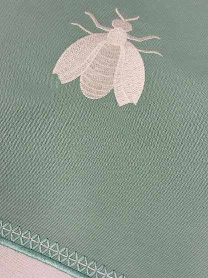 Embroidered Honey Bee placemat in Duck Egg Blue, Set of 4