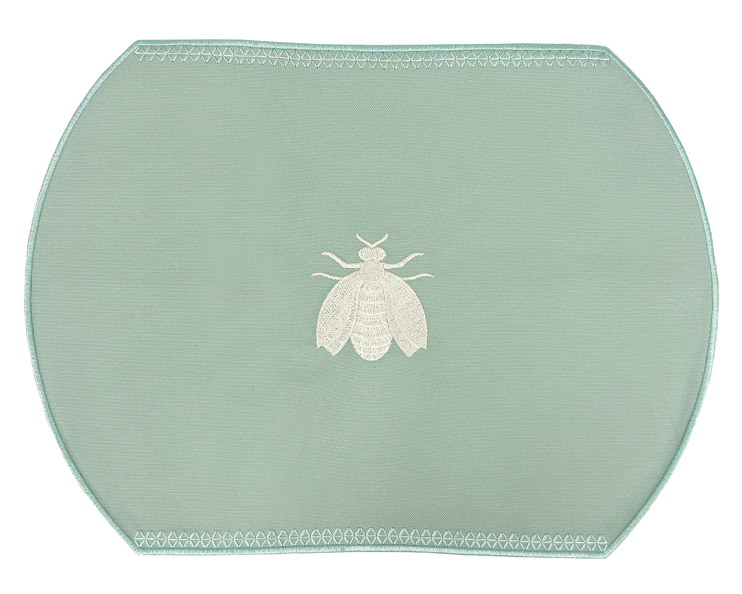 Embroidered Honey Bee placemat in Duck Egg Blue, Set of 4