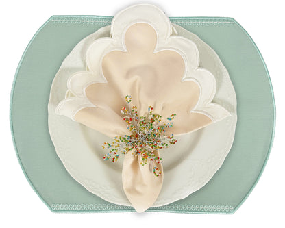 Embroidered Honey Bee placemat in Duck Egg Blue, Set of 4