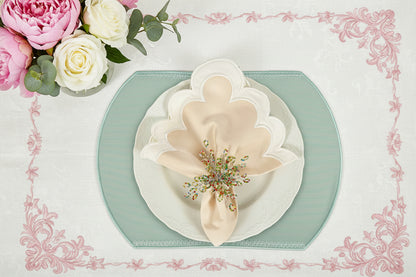 Embroidered Honey Bee placemat in Duck Egg Blue, Set of 4