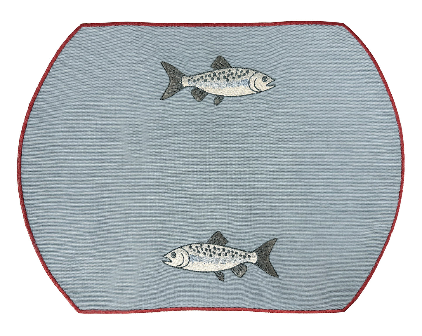 Embroidered Mackerel placemat in Denim Blue, Set of 4