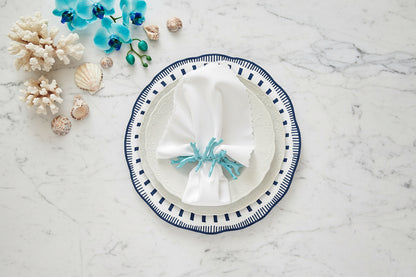 Embroidered Striper placemat in Navy Blue, Set of 4