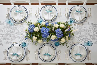 Embroidered Striper placemat in Navy Blue, Set of 4