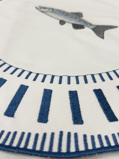 Embroidered Striper placemat in Navy Blue, Set of 4