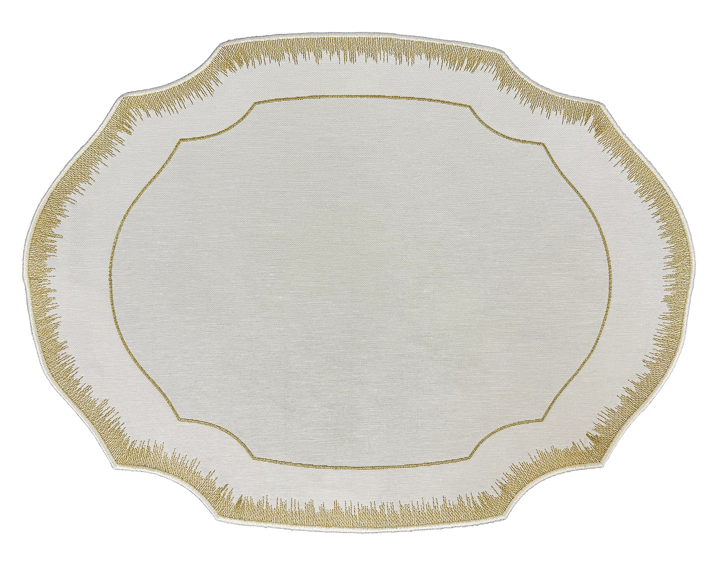 Embroidered Gold Dust placemat in Ivory & Gold, Set of 4