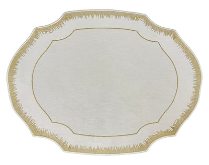 Embroidered Gold Dust placemat in Ivory & Gold, Set of 4