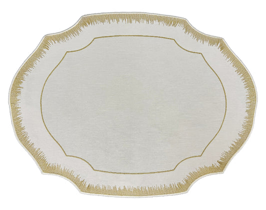 Embroidered Gold Dust placemat in Ivory & Gold, Set of 4