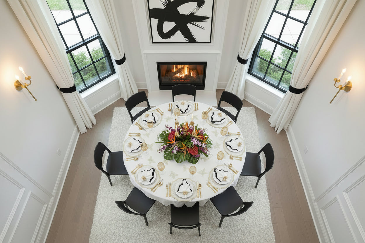 Embroidered Gold Dust placemat in Ivory & Gold, Set of 4