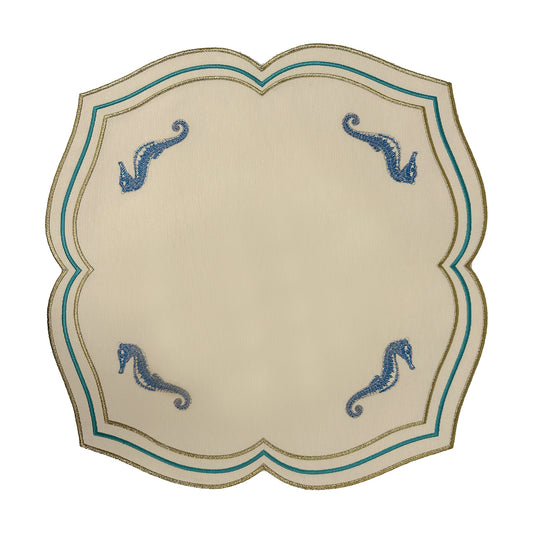 Embroidered Seahorse placemat, Set of 4