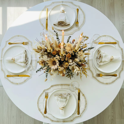 Embroidered Gold Dust placemat in Ivory & Gold, Set of 4