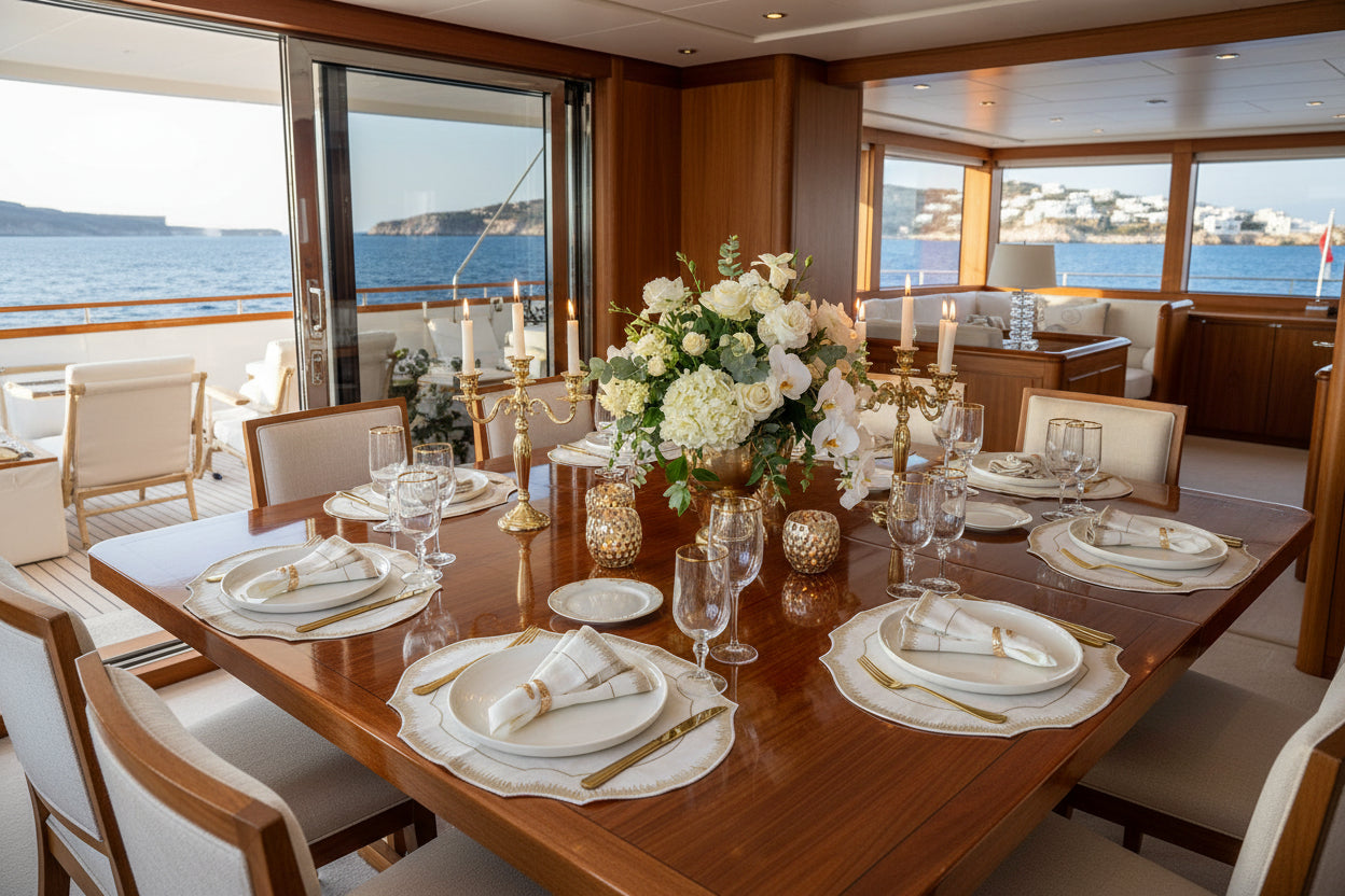 Embroidered Gold Dust placemat in Ivory & Gold, Set of 4