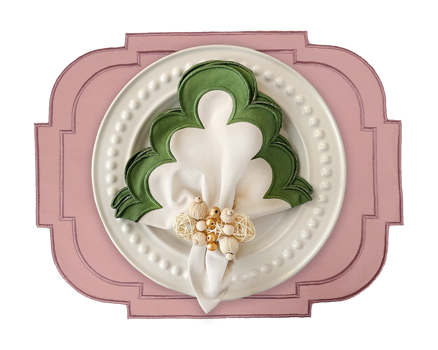 Embroidered Pink Emperor placemat, Set of 4