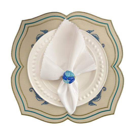 Embroidered Seahorse placemat, Set of 4