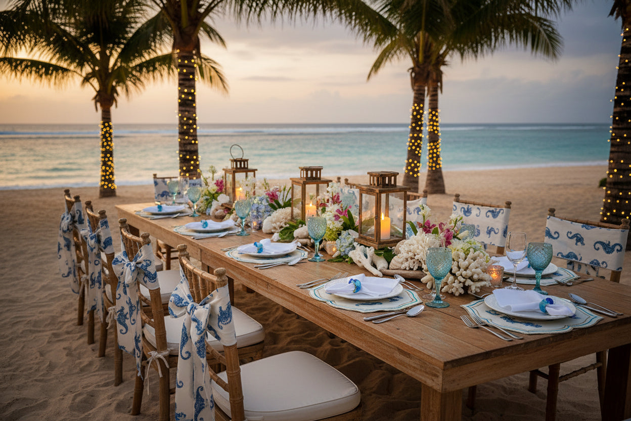 Embroidered Seahorse placemat, Set of 4