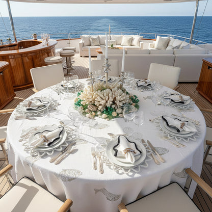 The Ocean Beaded placemat in White, Set of 2