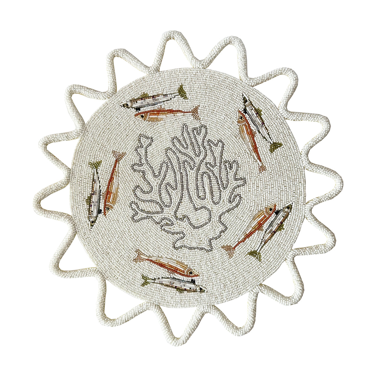 The Ocean Beaded placemat in White , Set of 2