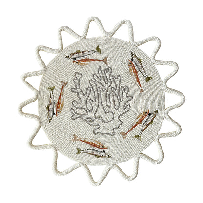 The Ocean Beaded placemat in White , Set of 2
