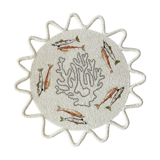 The Ocean Beaded placemat in White , Set of 2