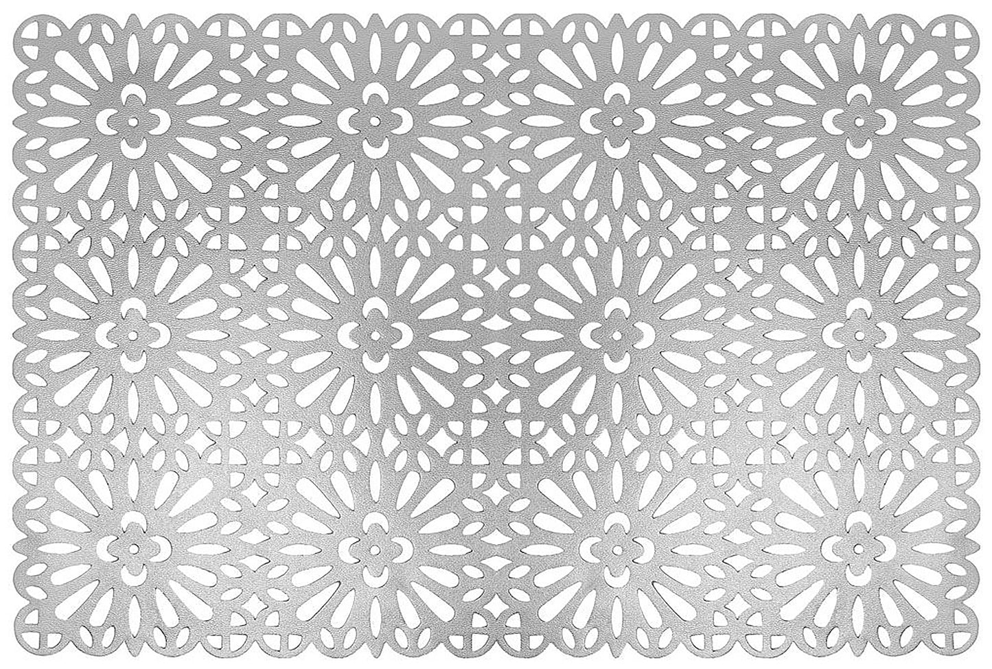 Flower Tile Rectangle Placemat in Silver, Set of 4
