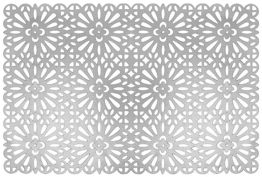 Flower Tile Rectangle Placemat in Silver, Set of 4