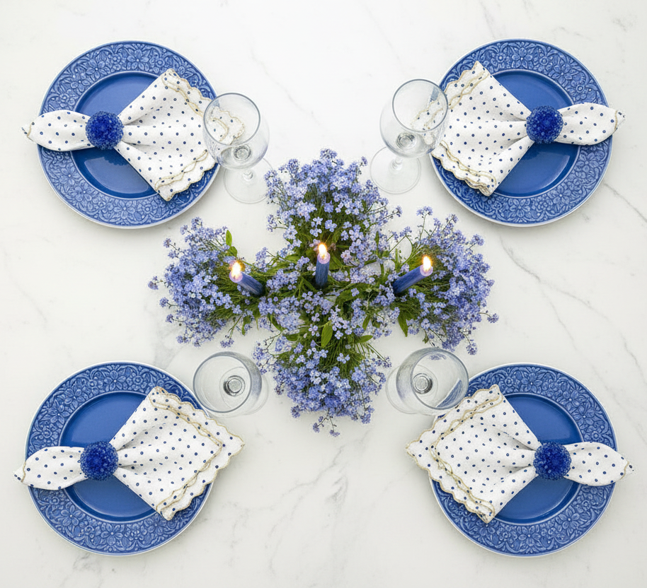 The Forget-Me-Not Napkin Ring, Set of 4