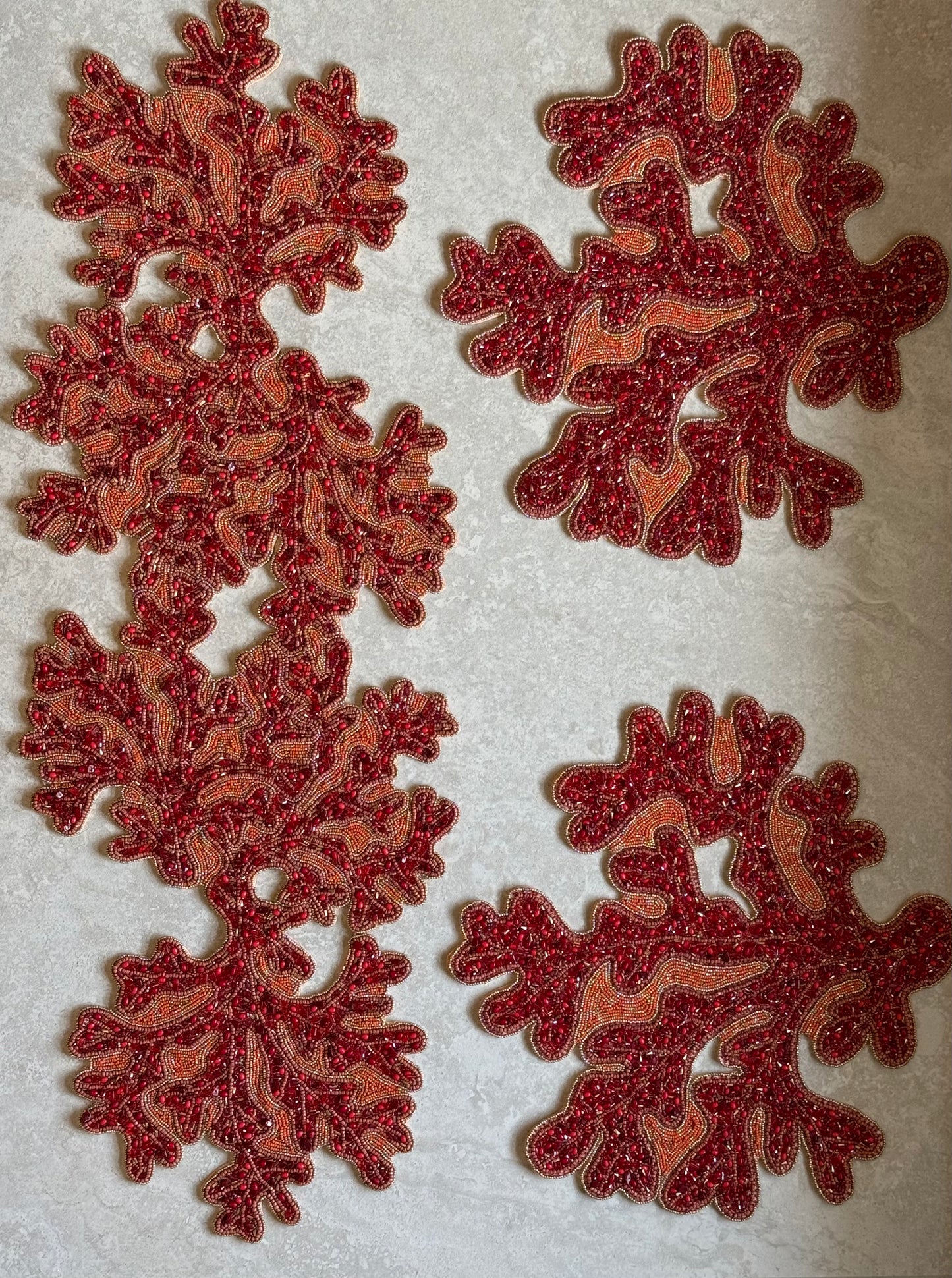 Coral Beaded Runner, Set of 1