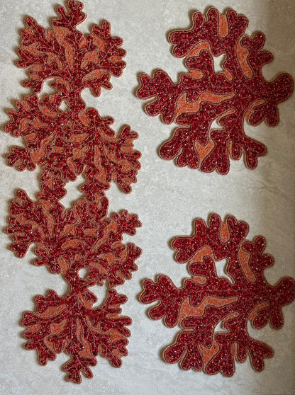 Coral Beaded Runner, Set of 1
