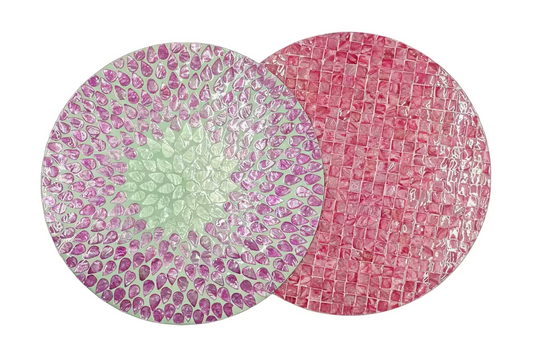 Set of two Pink pattern Mother of Pearl placemats. X 2