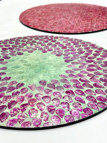 Set of two Pink pattern Mother of Pearl placemats. X 2